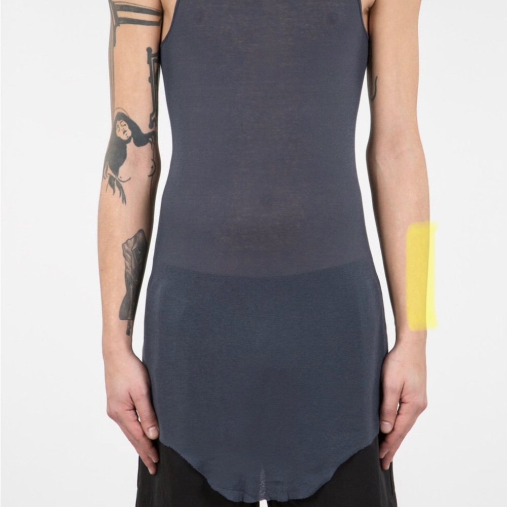 Grey Rick Owens Sheer Ribbed Tunic. Size L